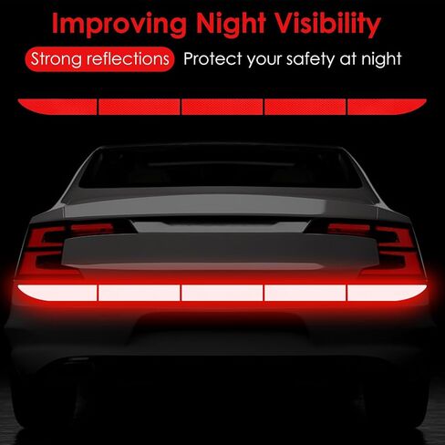 10 قطع من الشريط العاكس باللون الأحمر التلقائي، ملصقات عاكسة ذاتية اللصق مقاومة للماء تتضمن شارات لمصد السيارة وملصقات للرؤية الليلية من أجل السلامة in Kuwait