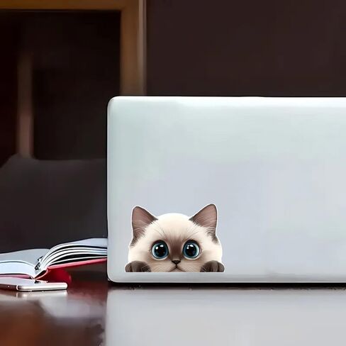 2 قطعة ملصق سيارة مضحك على شكل قطة رمادية لطيفة، ملصق من الفينيل مقاس 5 بوصات، مقاوم للماء، مقطوع بالقالب للسيارات والنوافذ وأجهزة الكمبيوتر المحمولة M-03 in Kuwait