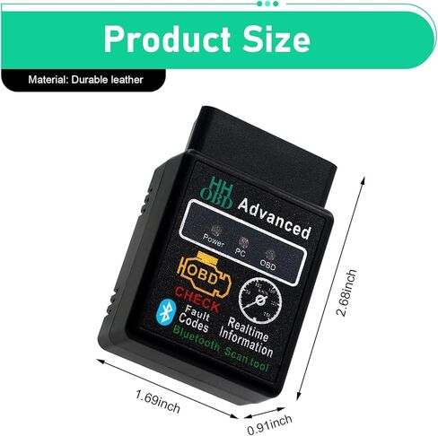 1 PC Car Bluetooth OBD2 Diagnostic Tool, Real-time Monitoring ELM327 V2.1 Code Reader, Mini Anti-interference Scanner for Reset Clear Engine Light, Universal for Android IOS Windows (Black) in Kuwait