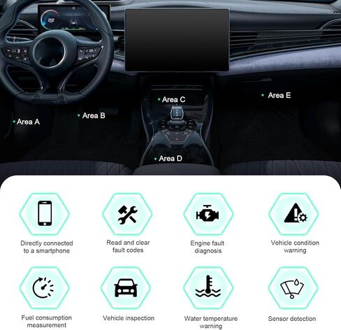 1 PC Car Bluetooth OBD2 Diagnostic Tool, Real-time Monitoring ELM327 V2.1 Code Reader, Mini Anti-interference Scanner for Reset Clear Engine Light, Universal for Android IOS Windows (Black) in Kuwait