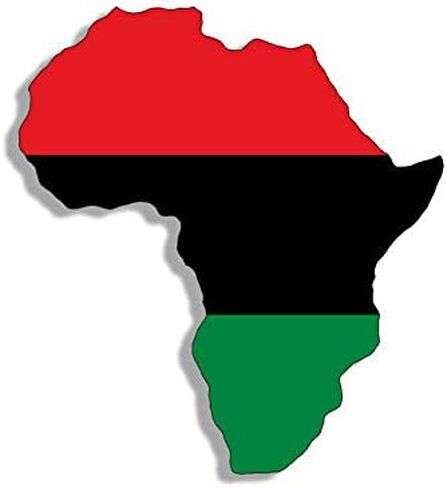 JR Studio 3x5 inch Africa Shaped Pan African Flag Sticker - Decal Black History Continent Vinyl Decal Sticker Car Waterproof Car Decal Bumper Sticker in Kuwait