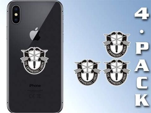 4 Pack: Small Special Forces USASOC Crest Sticker (Army v-42 Laptop Cell Logo oppresso Green Beret Vinyl Decal for Laptop or Cell Phone) U.S. Army Licensed in Saudi Arabia