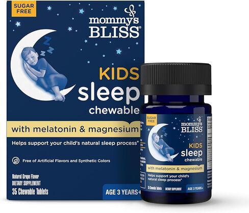 Mommy's Bliss Kids Sleep Chewable Tablets, Contains Melatonin, Magnesium & Calming Herbs, Natural Sleep Aid, Grape Flavor, Sugar Free, Age 3+ (35 Servings) in Kuwait