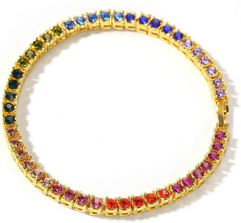 Solid Gold over S925 Sterling Silver 4mm Single Row Moissanite Bracelet, Slim Hip Hop Chain for Stacking, Delicate Accessory for Men and Daily Use in Kuwait