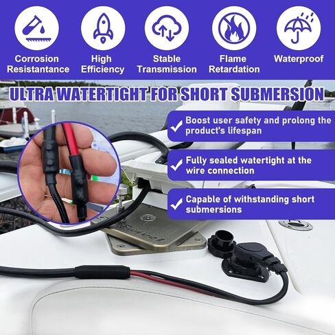 1865120 MKR-28 Trolling Motor Plug and Receptacle & MKR-27 60 AMP Circuit Breaker 1865115 for Minn Kota - Waterproof Heavy Duty 8AWG 60A Rated 48V Max in Kuwait