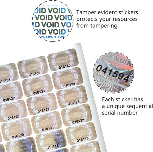 1200 pcs Hologram Security Tamper evident Stickers Warranty Void Seal Labels with Unique Serial Number Genuine Authentic Tamper Proof Sticker(1X0.6 inch) in Kuwait