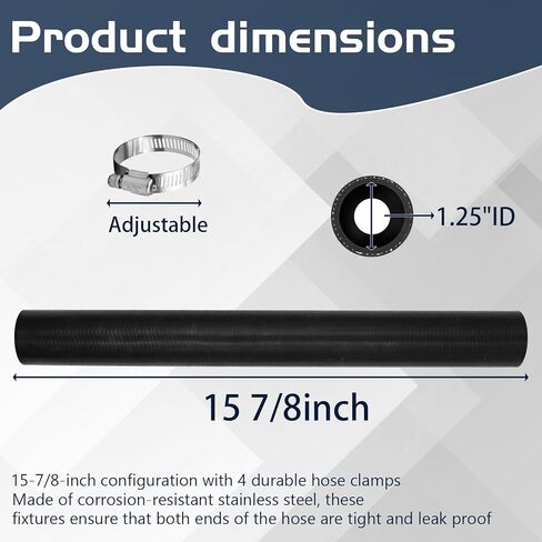 1 1/4 بوصة خرطوم عنق حشو وقود البنزين مع 4 مشابك - استبدال خرطوم خزان الغاز بطول 15 7/8 بوصة (معرف مستقيم 1.25 بوصة) in Kuwait