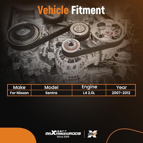 طقم مكون شداد محرك الحزام الأفعواني maxpeedingrods 90K-39162A لنيسان سنترا L4 2.0L 2007-2012 استبدال #39162 11955JD20A 305396 89396 6PK1213 11955ET00A 5340442000 in Saudi Arabia