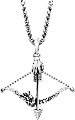 الصليب القوس والسهم قلادة للرجال، غير تشويه دائم الفولاذ المقاوم للصدأ قلادة 24 بوصة مع سبائك الزنك الصليب قلادة للذكور، اكسسوارات مجوهرات الرماية هدية لعيد الحب لصديقها والزوج in Kuwait