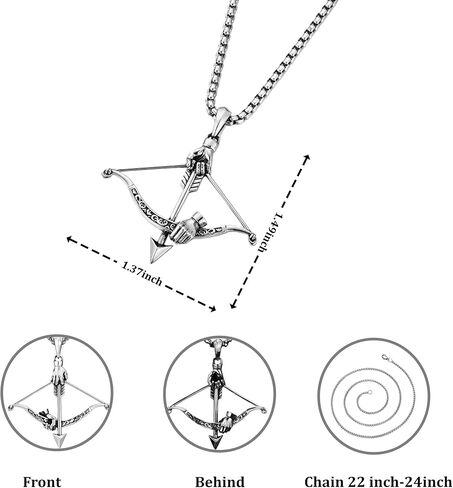 الصليب القوس والسهم قلادة للرجال، غير تشويه دائم الفولاذ المقاوم للصدأ قلادة 24 بوصة مع سبائك الزنك الصليب قلادة للذكور، اكسسوارات مجوهرات الرماية هدية لعيد الحب لصديقها والزوج in Kuwait