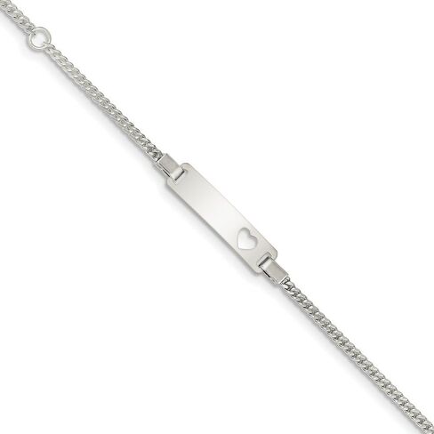 Solid 925 Sterling Silver Adjustable Baby ID Bracelet Engravable Identification Name Bar Tag 6" (Width = 6mm) in Kuwait