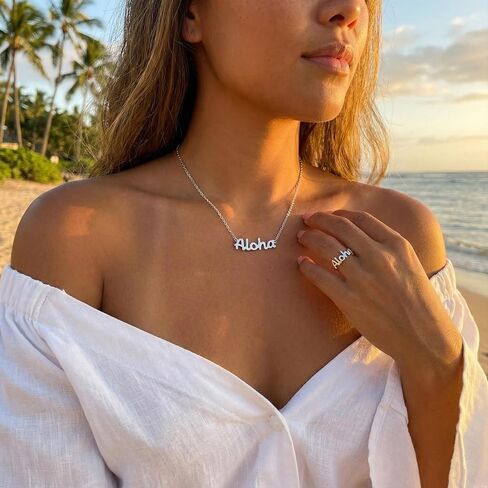 خاتم هاواي من الفضة الإسترلينية عيار 925، خاتم زفاف بكتابة جرافيتي "Aloha Hawaii"، خالٍ من النيكل ولا يسبب الحساسية للبشرة الحساسة، يتضمن صندوق هدايا in Kuwait