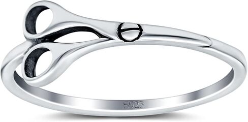 Blue Apple Co. Scissors Band Oxidized Ring Solid 925 Sterling Silver (8mm) in Saudi Arabia