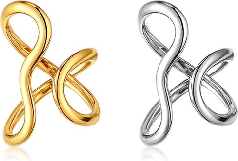 2pcs Chunky Rings for Women Thumb Rings Gold Silver Valentines Day Gifts Adjustable Knuckle Band Asymmetrical Wavy Curve Band New Year Anniversary Jewelry Accessories Dating Commuting Party in Kuwait