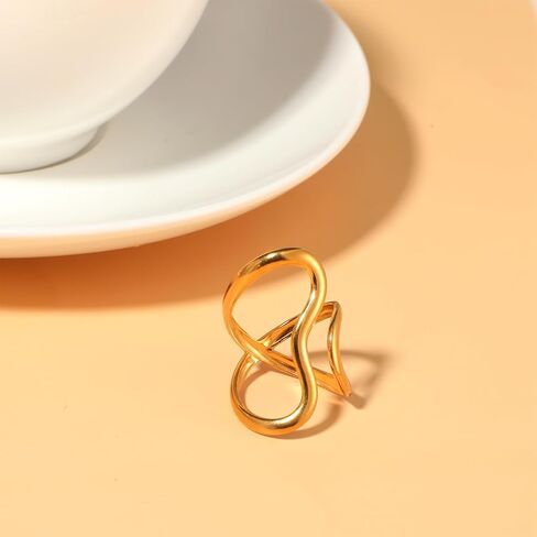 2pcs Chunky Rings for Women Thumb Rings Gold Silver Valentines Day Gifts Adjustable Knuckle Band Asymmetrical Wavy Curve Band New Year Anniversary Jewelry Accessories Dating Commuting Party in Kuwait