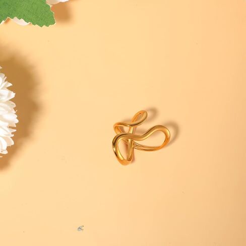 2pcs Chunky Rings for Women Thumb Rings Gold Silver Valentines Day Gifts Adjustable Knuckle Band Asymmetrical Wavy Curve Band New Year Anniversary Jewelry Accessories Dating Commuting Party in Kuwait