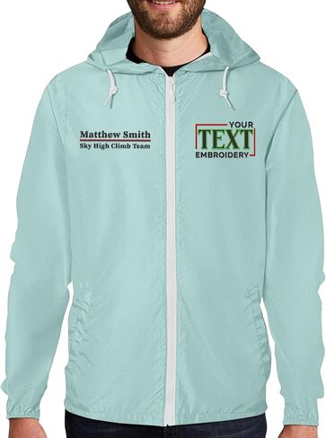 TEEAMORE Custom Windbreaker Embroidered Text Full Zip Jacket Lightweight Waterproof Men Women Rain Jacket in Kuwait