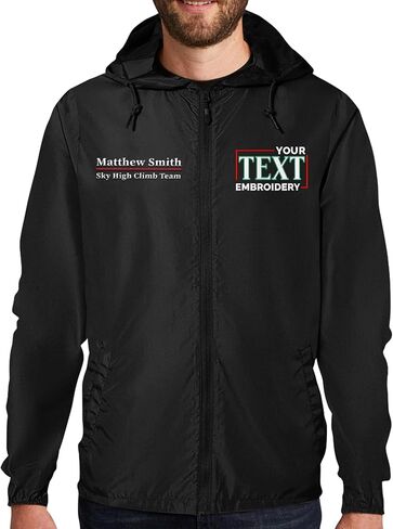 TEEAMORE Custom Windbreaker Embroidered Text Full Zip Jacket Lightweight Waterproof Men Women Rain Jacket in Kuwait