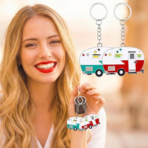 قطعتين من سلسلة مفاتيح التخييم الرجعية، ملحقات RV لمقطورات السفر، حلقات مفاتيح لطيفة لسيارة التخييم، سلاسل مفاتيح للأطفال والكبار، أحمر وأخضر in Kuwait