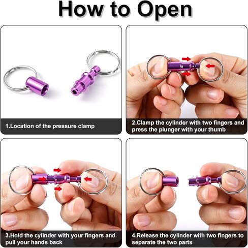 4pcs Quick Release Keychains, Aluminum Quick Disconnect Keyrings Pull Apart Keychain Detachable Key Chain for Men Women DIY Crafts Accessories (Purple) in Saudi Arabia