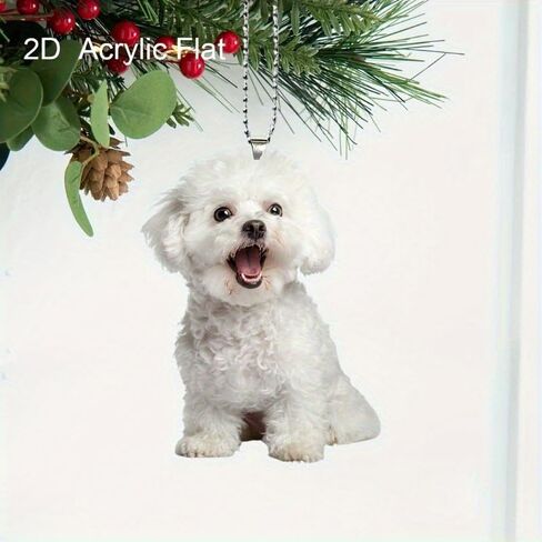 Bichon Frise Acrylic Keychain - 2D Flat Car Mirror Charm - Cute Dog Lover Gift - Funny Hanging Decor for Home & Vehicle Interior in Kuwait