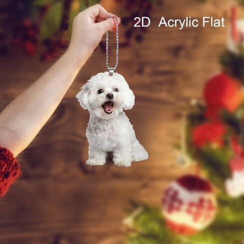 Bichon Frise Acrylic Keychain - 2D Flat Car Mirror Charm - Cute Dog Lover Gift - Funny Hanging Decor for Home & Vehicle Interior in Kuwait