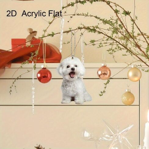 Bichon Frise Acrylic Keychain - 2D Flat Car Mirror Charm - Cute Dog Lover Gift - Funny Hanging Decor for Home & Vehicle Interior in Kuwait