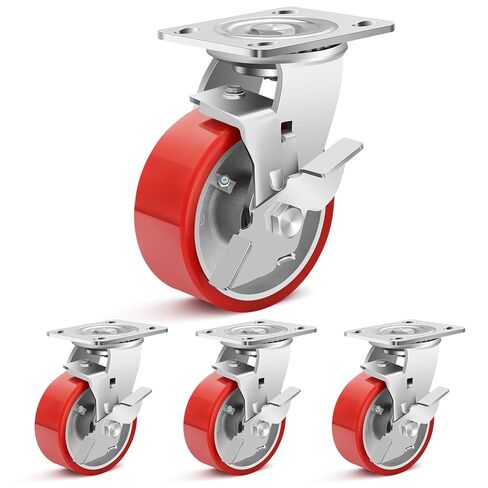 عجلات عجلات صناعية من طراز Nefish 6 بوصة ، مجموعة Castor Core Core من 4 ، عجلات دوارة دائمة مع الفرامل 5000 رطل ، عجلات مضادة للتآكل للصناعة والمعدات in Kuwait
