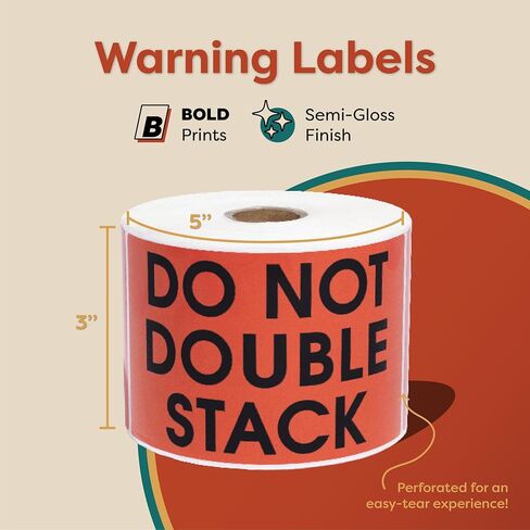 Aegis Adhesives - 3" X 5" Do Not Double Stack Labels (1 Roll, 500/Roll) Shipping and Handling Warning Labels with Permanent Adhesive in Saudi Arabia