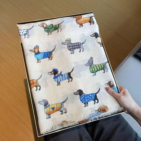 Women's Elegant Pet Pattern Scarf, Dachshund Scarf Shawl, Soft Cotton Linen Shawl, High-end Aristocratic Style for Office Ladies, Natural Cimple Women's Wraps & Pashminas for Dog Lovers in Kuwait