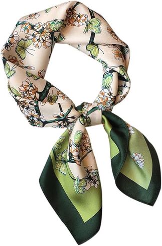 Women’s Mulberry Silk Bandana Scarf - Green Square Satin Head Wrap for Hair & Neck in Saudi Arabia