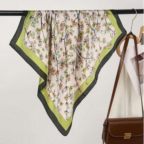 Women’s Mulberry Silk Bandana Scarf - Green Square Satin Head Wrap for Hair & Neck in Saudi Arabia