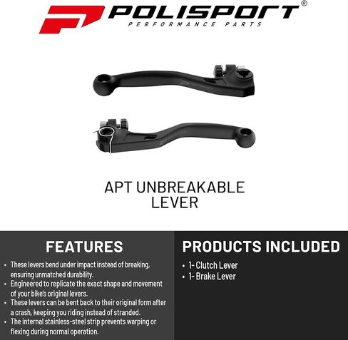 Polisport APT Unbreakable Levers Kit – Fits: Honda CRF 450RX (2021–2025) Motocross (MX/Enduro) Brake/Clutch Levers, Durable Composite, OEM Shape, Easy Install, Black in Kuwait