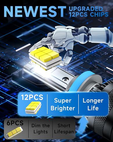 Compatible with 2006-2018 Ford Fusion Fog Light Bulbs, High/Low Beam Fog Light Bulbs Combo, 600% Brightness, 6000K White and 3000K Yellow, Pack of 6 in Saudi Arabia