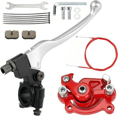 Mini Bike Brake Lever Kit Replacement, Motorcycle Brake Clutch Lever with Rear Stop Caliper, Off-Road Motorbike Repair Accrssories, Compatible with CT100U CC100X MBX10 (Red) in Kuwait