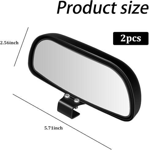 2PCS Car Blind Spot Mirror, 360° Adjustable HD Glass Convex Wide Angle Vehicle Blindspot Rear View Mirror, Automotive Rectangle Side View Blind Spot, Universal for Vehicles (Black) in Saudi Arabia