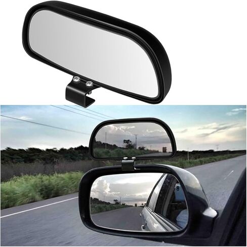 2PCS Car Blind Spot Mirror, 360° Adjustable HD Glass Convex Wide Angle Vehicle Blindspot Rear View Mirror, Automotive Rectangle Side View Blind Spot, Universal for Vehicles (Black) in Kuwait
