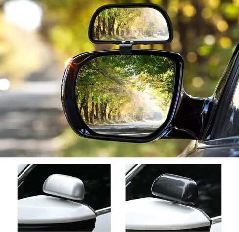 2PCS Car Blind Spot Mirror, 360° Adjustable HD Glass Convex Wide Angle Vehicle Blindspot Rear View Mirror, Automotive Rectangle Side View Blind Spot, Universal for Vehicles (Black) in Saudi Arabia