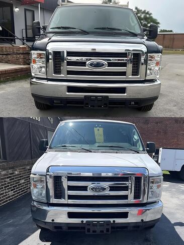 Front License Plate Frame Compatible with 2008-2014 Ford E-150 / E-250, 2008-2024 Ford E-350 Super Duty/E-450 Super Duty Front Bumper License Plate Holder Mounting Bracket Replace # 8C2Z17A385AA in Kuwait