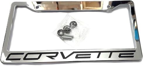 1PC C8 Corvette License Plate Frame - Carbon Fiber with C8 Crossed Flags Logo for 2020-2024 Stingray, Z51, Z06, E-Ray Corvettes in Saudi Arabia