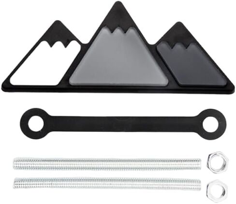 Car Tri-Color Grille Emblem, Waterproof Vehicle Bumper Snow Mountain Insert Badge Decal, Universal Automotive Exterior Decoration Accessory (Grey/Black) in Kuwait