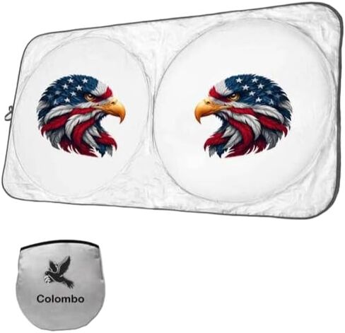 USA Bald Eagle Car Windshield Sun Shade – Patriotic American Flag Design – UV & Heat Reflector – Foldable Auto Sunshade for SUV, Truck, Car – Universal Fit, 59"x28" in Saudi Arabia