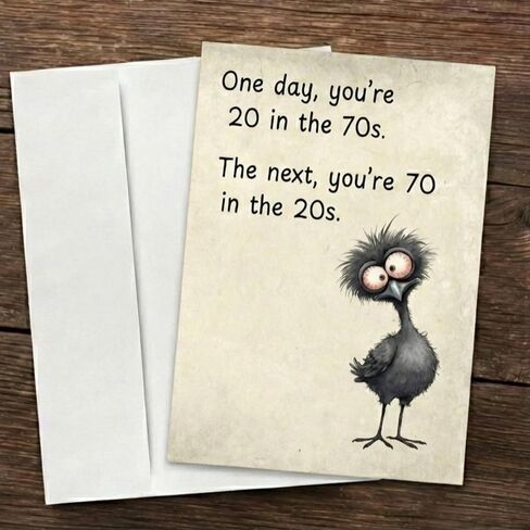 "20 in the 70s" Funny 70th Birthday Card for Men or Women - Happy 70th Birthday Card for Mom, Dad, or Friend - Premium Matte 5x7 Greeting Card with Envelope in Saudi Arabia