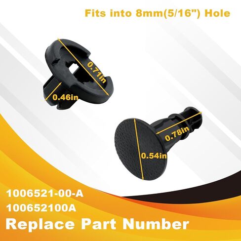 25 قطعة 8 مم (5/16 بوصة) غطاء ممتص الصدمات بطانة قوس العجلة ومشبك تثبيت من نوع الدفع السفلي متوافق مع Tesla Model S 2012-On X 2016-On 3 2017-On Y 2020-On استبدال # 100652100A in Kuwait