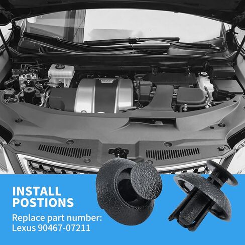 WHALETAIL 20PCS Bumper Radiator Cover & Grille Push-Type Retainer, Engine Cover Clips Replacement for Lexus GS350 GX460 90467-07211 in Kuwait