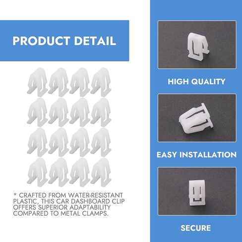 20 قطعة من مشابك لوحة قيادة السيارة العالمية لوحدة التحكم الأمامية للسيارة، مجموعة تثبيت بلاستيكية من النايلون الأبيض، مشابك السيارات للراديو، DVD، ملحقات استبدال لوحة أجهزة القياس لمعظم السيارات in Kuwait