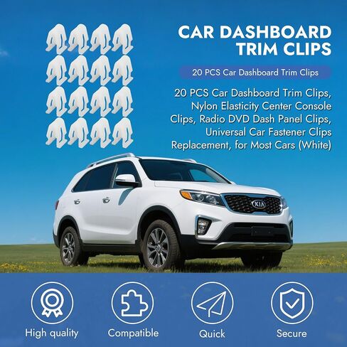 20 قطعة من مشابك لوحة قيادة السيارة العالمية لوحدة التحكم الأمامية للسيارة، مجموعة تثبيت بلاستيكية من النايلون الأبيض، مشابك السيارات للراديو، DVD، ملحقات استبدال لوحة أجهزة القياس لمعظم السيارات in Kuwait