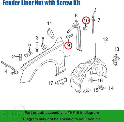 OAUTOO 10Sets Bumper & Fender Apron Grommet with Screw Kit N90821401, N90974701 for VW Beetle Golf GTI Jetta Passat for Audi A3 A4 A5 A6 A7 A8 allroad Q3 Q5 Q7 Q8 R8 RS S SQ TT in Saudi Arabia