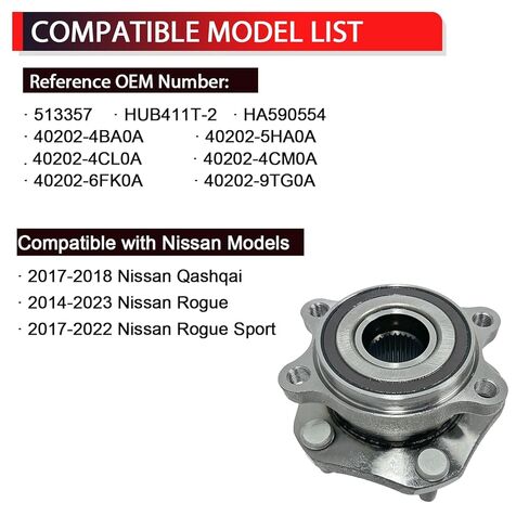 513357 Front Wheel Bearing Hub Assembly Compatible with Nissan Rogue 2014-2023, Rogue Sport 2017-2022, Qashqai 2017-2018, 5 Lugs w/ABS in Kuwait