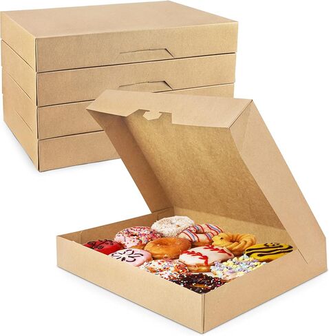 Fit Meal Prep 18 Pack Donut Box 15x11.5x2.25 Auto-Popup Macaron Boxes - Large Kraft Brown Boxes for Baked Goods, Cookies, Breads, Cupcakes, Pizza Durable, Convenient Pastry Box for Home and Bakery in Kuwait